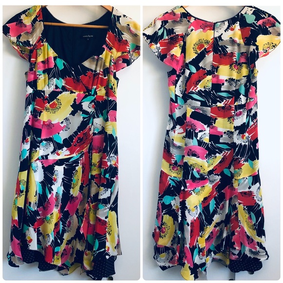 Silk Nanette Lepore Flutter Sleeves Silk Dress - Picture 4 of 12